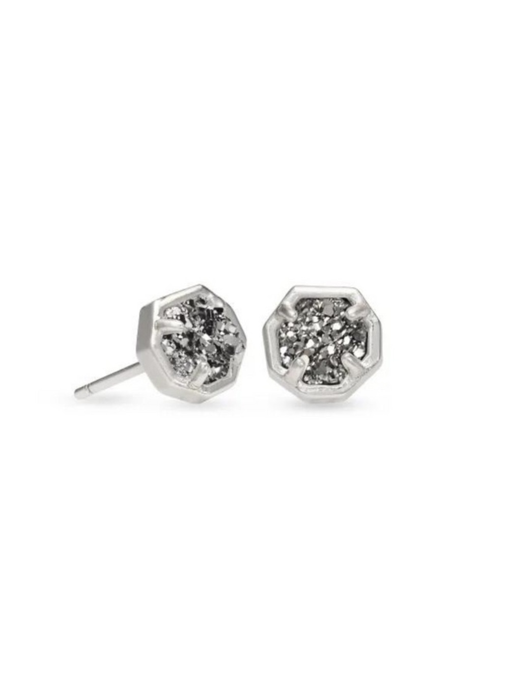 NWT Kendra Scott Nola Silver Stud Earrings in Platinum Drusy